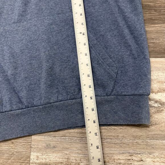 Adidas Essentials 3 Stripes Blue White Mens M Spellout Pullover Track Hoodie - Picture 10 of 11